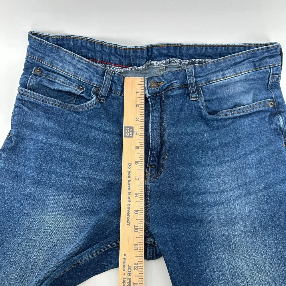 Izod Jeans Mens 36x34‎ Blue Stretch Denim Slim Tapered Fit Mid Rise Classic